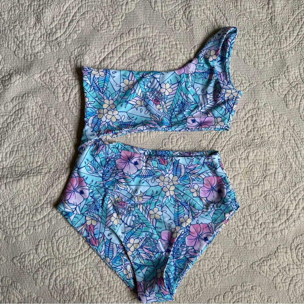 Floral One-Shoulder Bikini Set